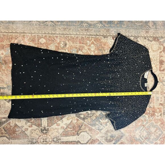Laurence Kazar Black Sequins Silk Beaded Dress Size Medium Petite - Picture 4 of 12